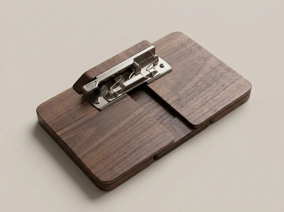 PleinWing Fold Ultra — large walnut easel, folded
